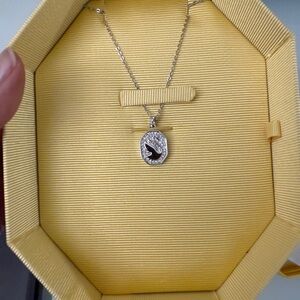 Swarovski Silver Necklace with Square Pendant